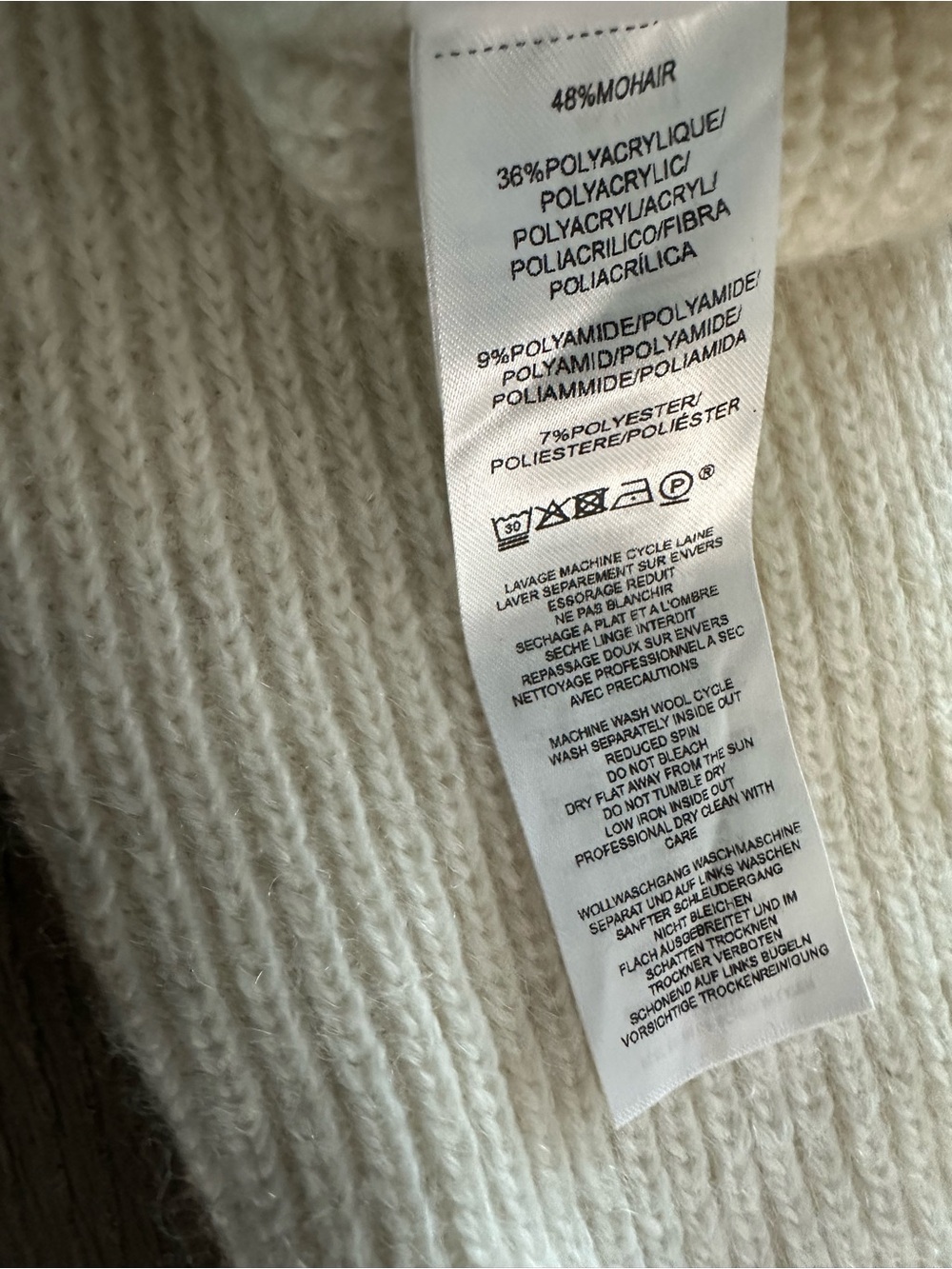 Saint James cream  v-neck  knit sweater - Picture 5 of 7